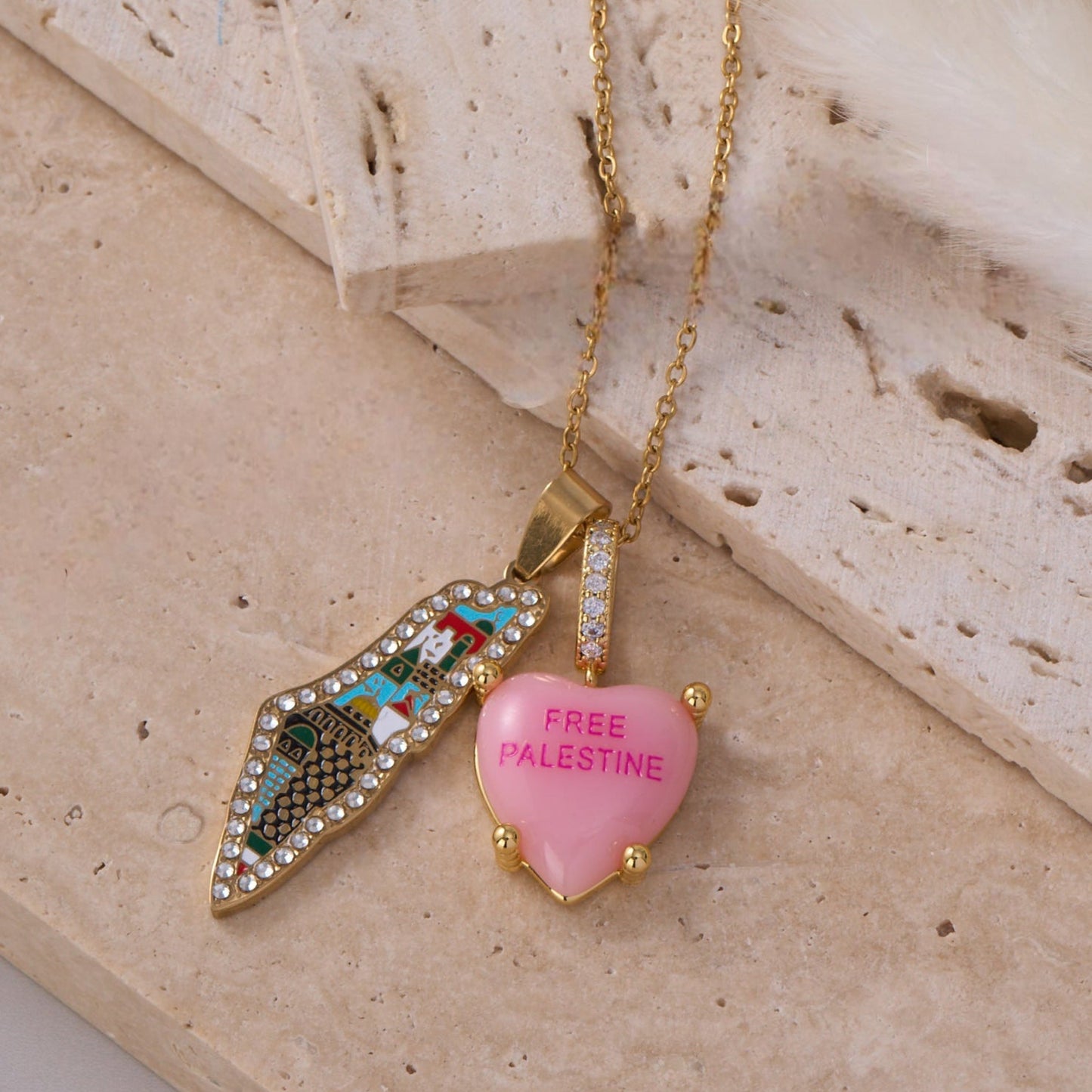 Pendentif Coeur Rose | Free Palestine