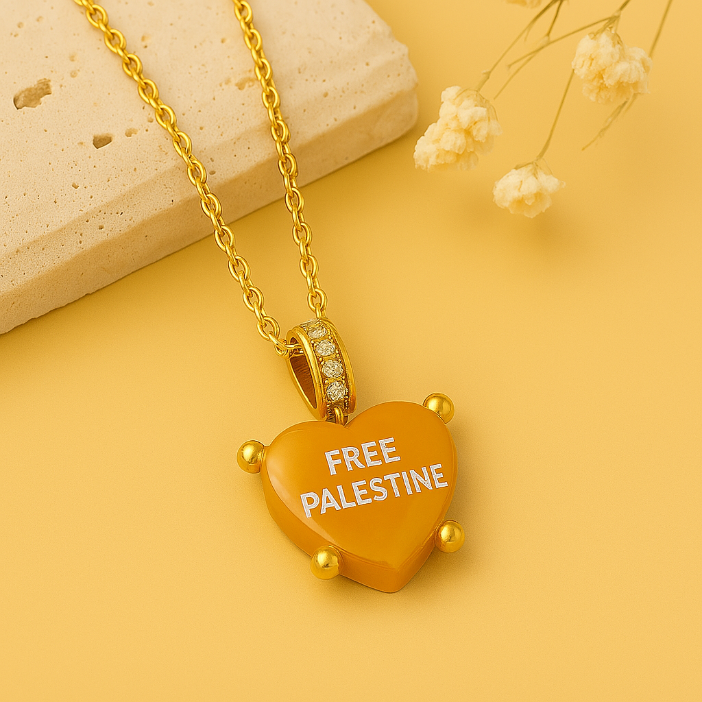 Collier Cœur Orange | Free Palestine